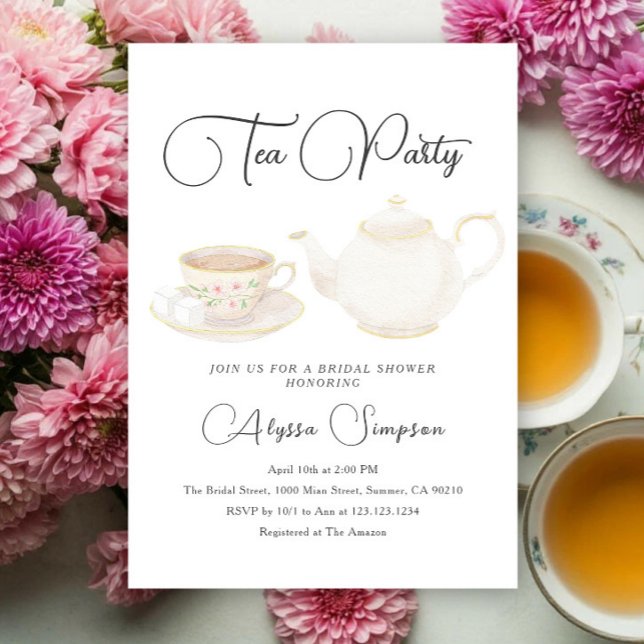 Watercolor Tea Party Bridal Shower Invitation (Creator Uploaded)