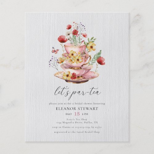 Watercolor Tea Party Bridal Shower Invitation Flyer