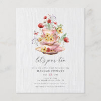 Watercolor Tea Party Bridal Shower Invitation