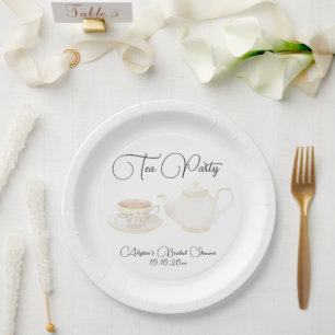 Watercolor Tea Party Bridal Shower Paper Plates