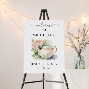 Watercolor Tea Party Bridal Shower Welcome Sign