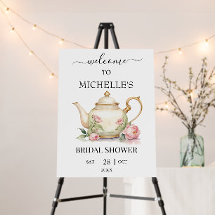 Watercolor Tea Party Bridal Shower Welcome Sign