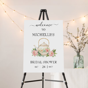 Watercolor Tea Party Bridal Shower Welcome Sign