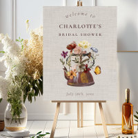 Watercolor Tea Party Bridal Shower Welcome Sign