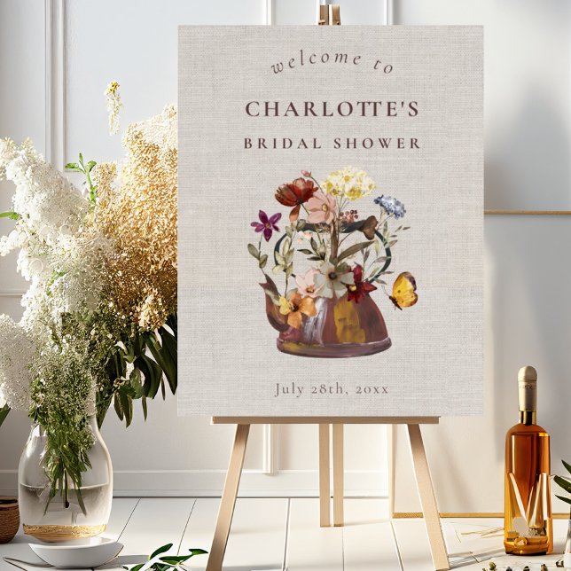 Watercolor Tea Party Bridal Shower Welcome Sign (Creator Uploaded)