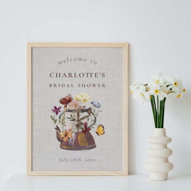 Watercolor Tea Party Bridal Shower Welcome Sign (Creator Uploaded)