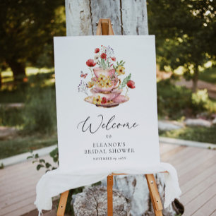 Watercolor Tea Party Bridal Shower Welcome Sign