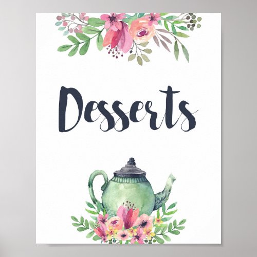 Watercolor Tea Party Desserts Sign