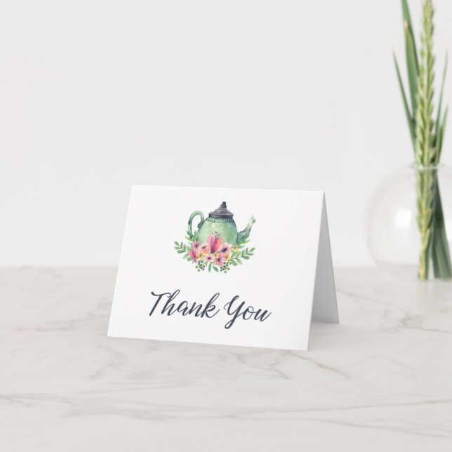 Watercolor Tea Party Thank You (Front)
