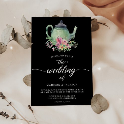 Watercolor Tea Party Theme Wedding Invitation