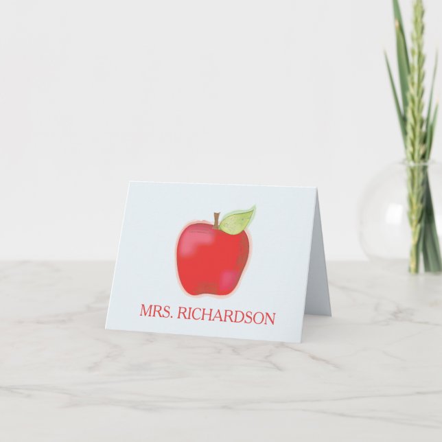Watercolor Teacher Whimsical Apple Appreciation Card (Front)