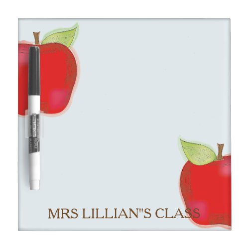 Watercolor Teacher Whimsical Cute Red Apple Dry_Erase Board