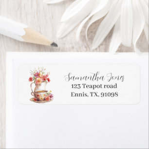 Watercolor Teacup Baby Shower Return Address Label