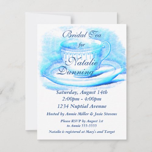 Watercolor Teacup Bridal Shower Invitations