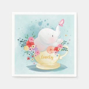 Watercolor Teacup Elephant Napkins
