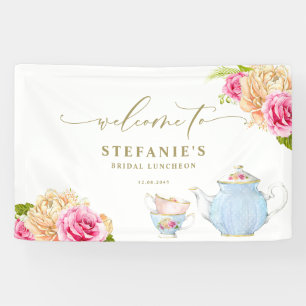 Watercolor Teacup Floral Bridal Luncheon Tea Party Banner