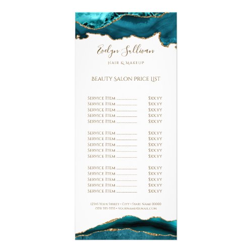 watercolor teal agate  price list  rack card