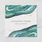 Watercolor Teal and Faux Gold Geode | Square