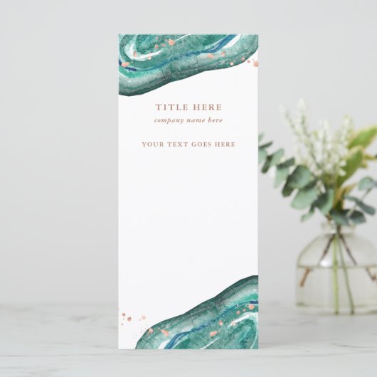 Watercolor Teal and Faux Rose Gold Geode (Standing Front)