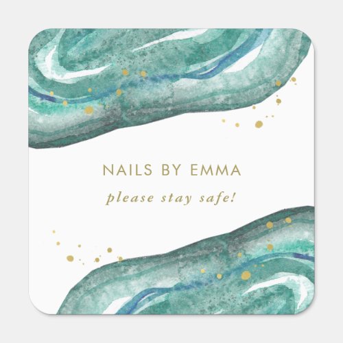 Watercolor Teal and Gold Geode  Small Business Hand Sanitizer Packet