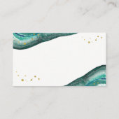 Watercolor Teal and Gold Geode Wedding Escort Card (Back)