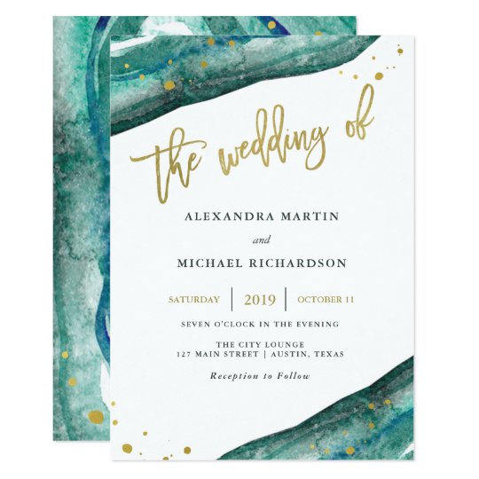 Teal And Gold Invitations 1