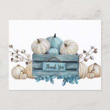 Watercolor Teal And Ivory Pumpkins Thank You Cards by dmboyce at Zazzle