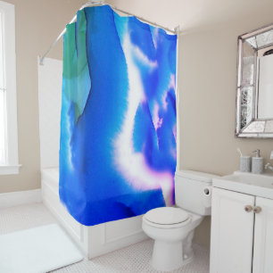 Watercolor Teal & Blue Shower Curtain