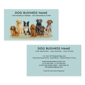Watercolor Teal Breeds Dog Groomer Business Card