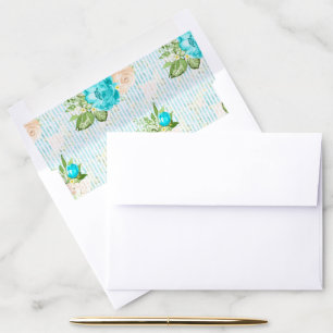 Watercolor Teal Floral Envelope Liner
