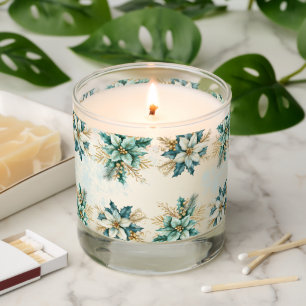 Watercolor Teal Floral Scented Jar Candle