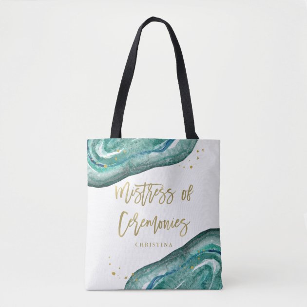 Watercolor Teal Geode | Mistress of Ceremonies Tote Bag | Zazzle