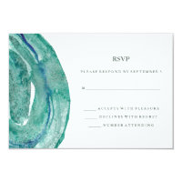 Watercolor Teal Geode Wedding RSVP Card