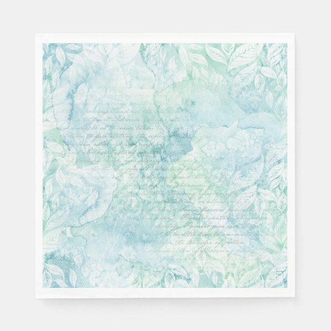 Watercolor Teal Green Party Napkins (Front)
