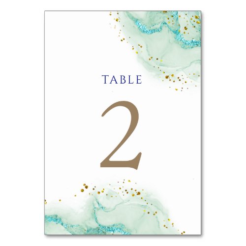 watercolor teal ink Table Number 2