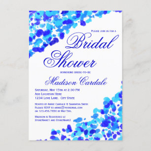Watercolor Teal Royal Blue Bridal Shower Invites