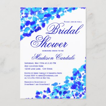 Watercolor Teal Royal Blue Bridal Shower Invites by CustomWeddingSets at Zazzle