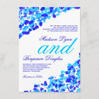 Watercolor Teal Royal Blue Wedding Invitations