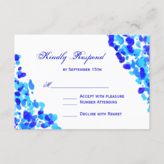 Watercolor Teal Royal Blue Wedding RSVP Cards
