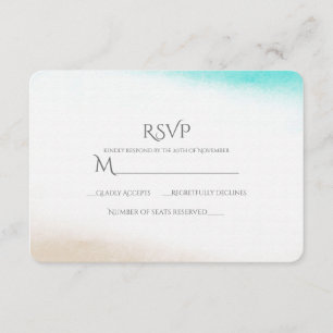 Watercolor Teal & Tan Subtle Beach Wedding RSVP