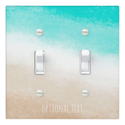 Watercolor Teal  Tan Water  Sand Subtle Beach Light Switch Cover