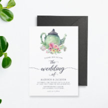 Watercolor Teapot and Floral Wedding