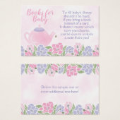 Watercolor Teapot Baby Shower Bring a Book Card (Front & Back)