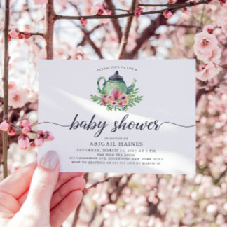 Watercolor Teapot Baby Shower Invitation