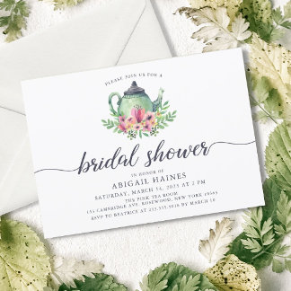 Watercolor Teapot Bridal Shower Invitation