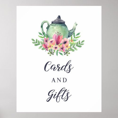 Watercolor Teapot Cards and Gift Shower Sign