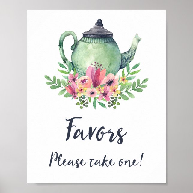 Watercolor Teapot Favors Sign (Front)