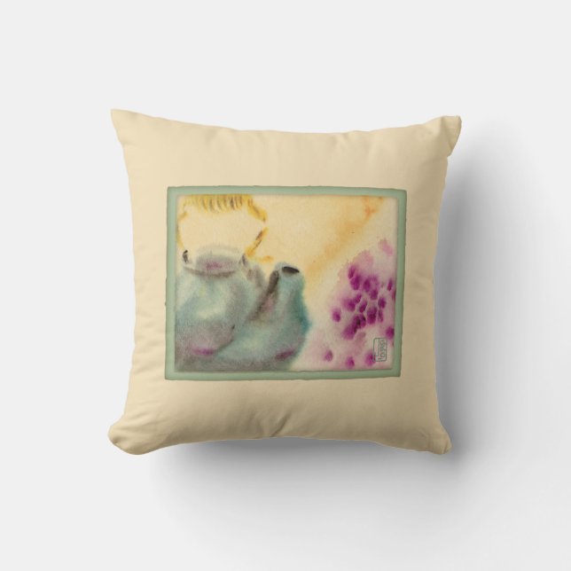 Watercolor Teapot Throw Pillow (Front)