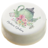 Watercolor Teapot Wedding Chocolate Covered Oreo (Angled)