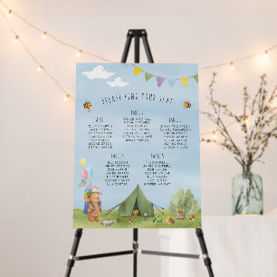 Watercolor Teddy Bear, Adventure, seating chart Foam Board